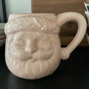 SLEIGH BELL BISTRO LARGE PINK SANTA COFFEE/HOT CHOCOLATE MUG NWOT